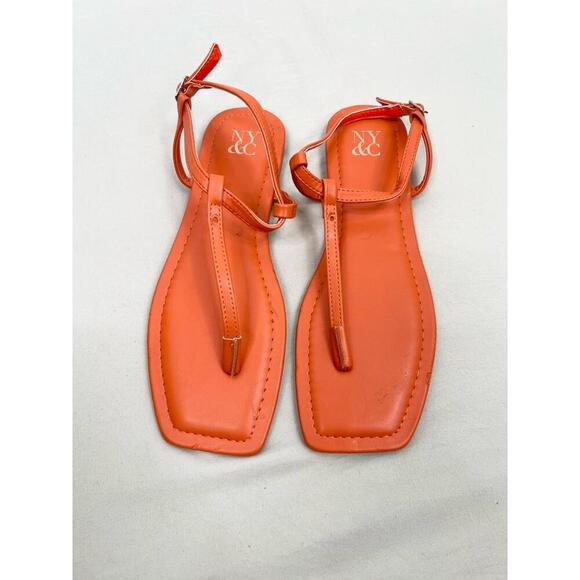 Ny&Co Orange Ankle T Strap Open Toe Thong Sandals Womens Size 8.5 - Picture 2 of 7